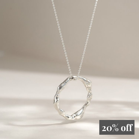 Large Molten Sterling Silver Halo Necklace