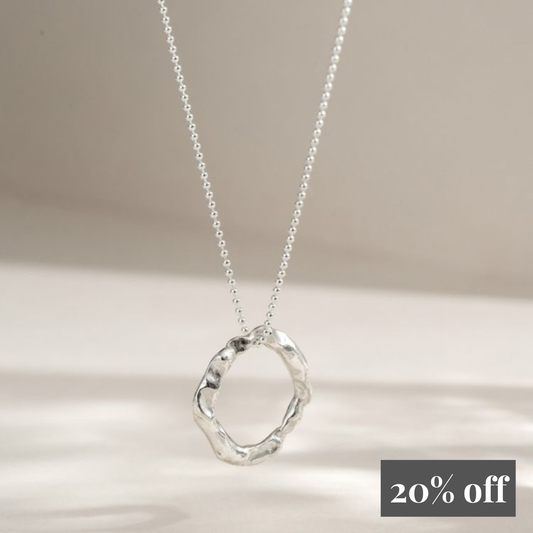 Sterling Silver Halo Necklace - Medium