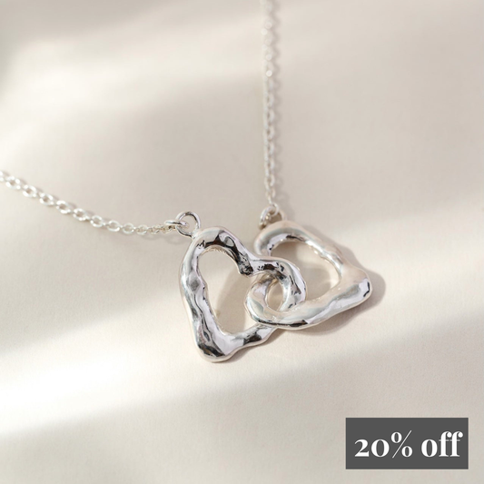 Infinity Interlocking Heart Necklace in Silver