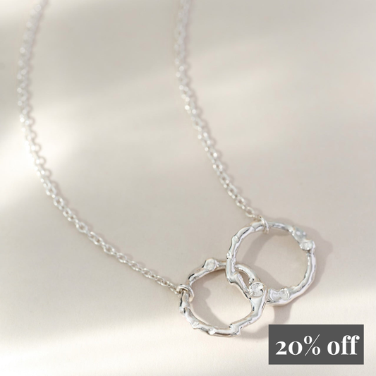 Infinity Halo Interlocking Necklace Sterling Silver
