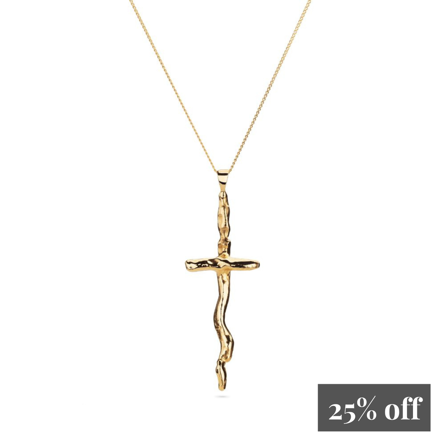 Large 9ct Gold Cross Necklace