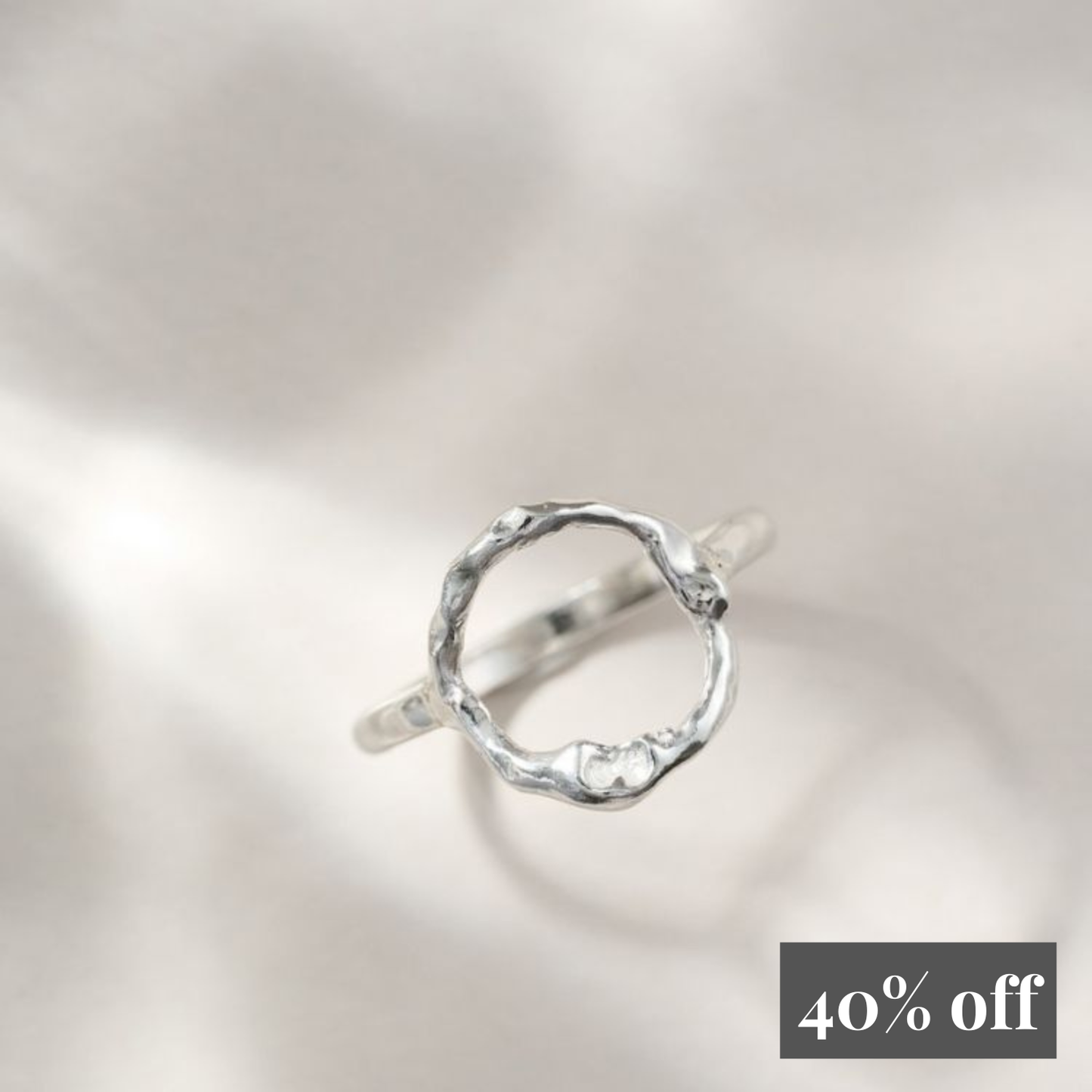 Silver Halo Ring - slight seconds (Size P)