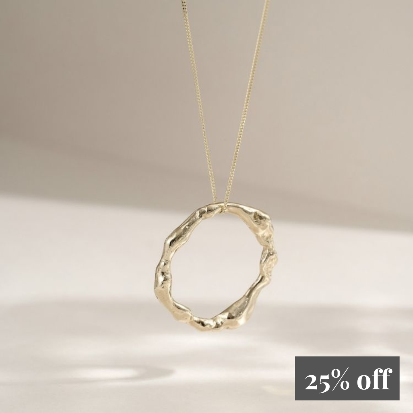 Large Molten 9ct Gold Halo Necklace