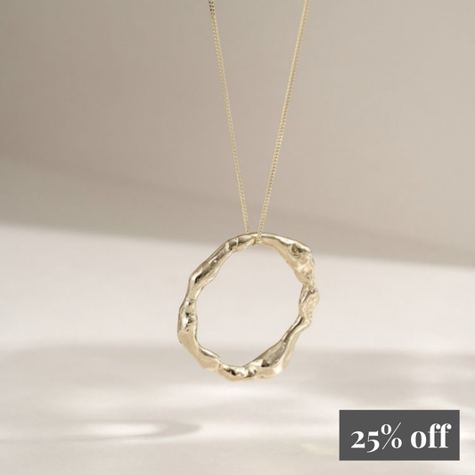 Large Molten 9ct Gold Halo Necklace