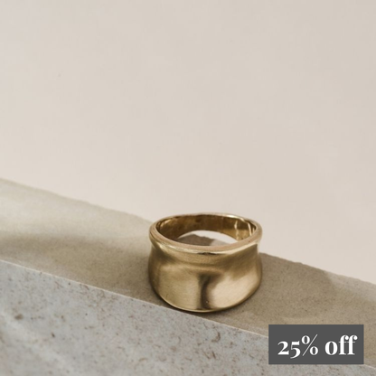9ct Gold Saddle Ring - Brushed