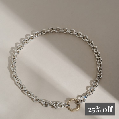 Molten Halo Chunky Sterling Silver and 9ct Gold Choker