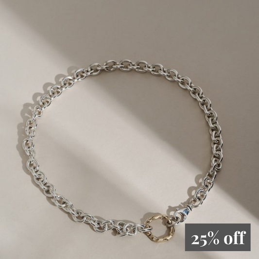 Molten Halo Chunky Sterling Silver and 9ct Gold Choker
