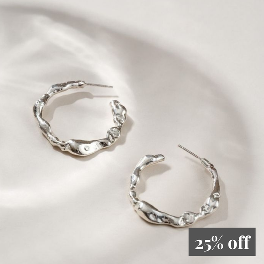 Molten Sterling Silver Hoops - Large