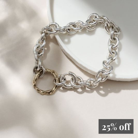 Molten Halo Chunky Silver and Gold Bracelet