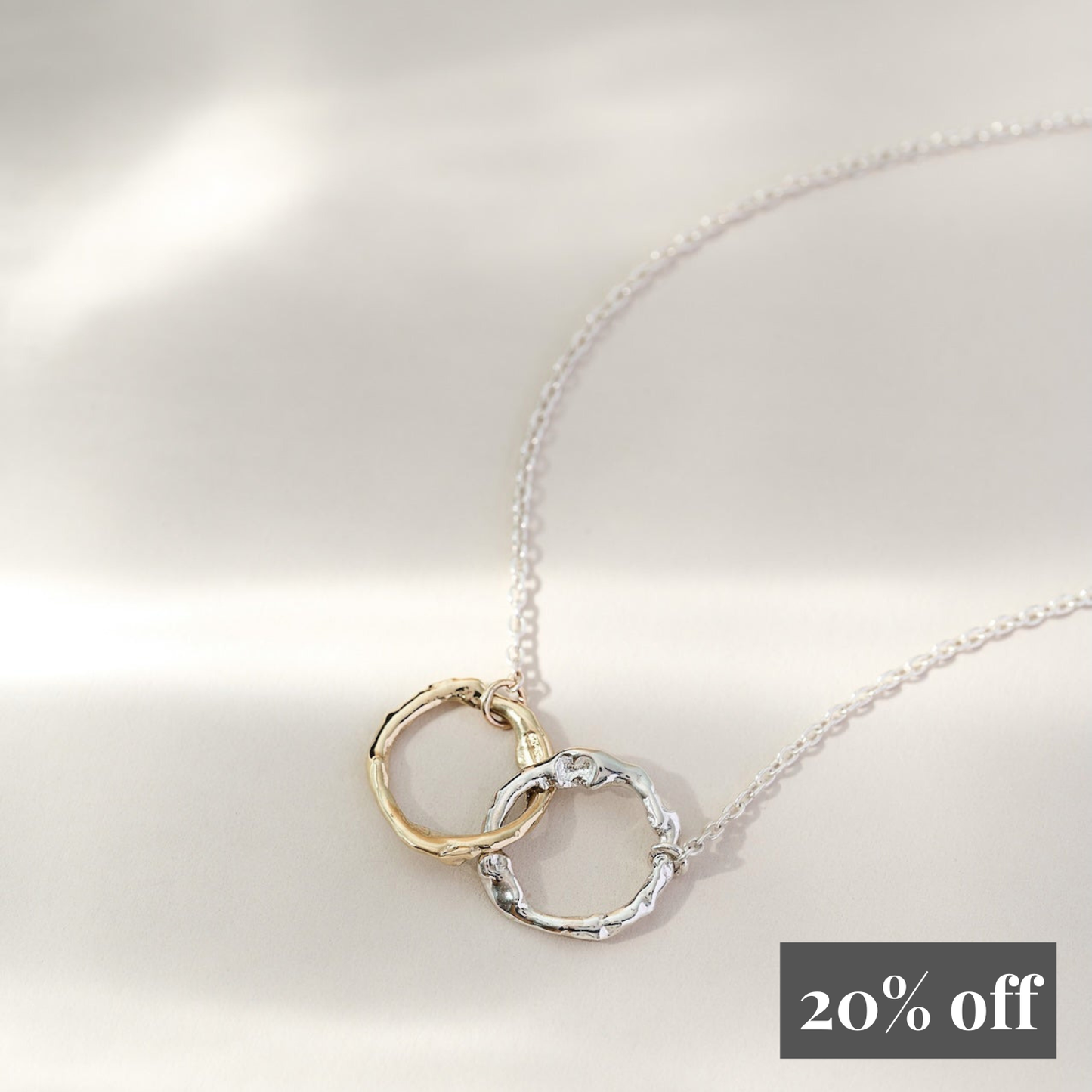 Infinity Halo Necklace 9ct Gold + Sterling Silver