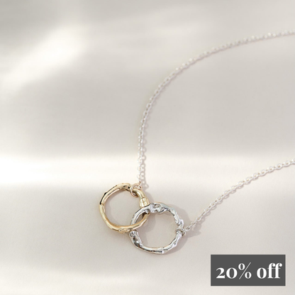 Infinity Halo Necklace 9ct Gold + Sterling Silver