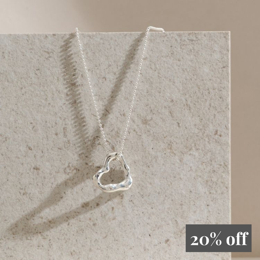 Molten Sterling Silver Small Heart Necklace