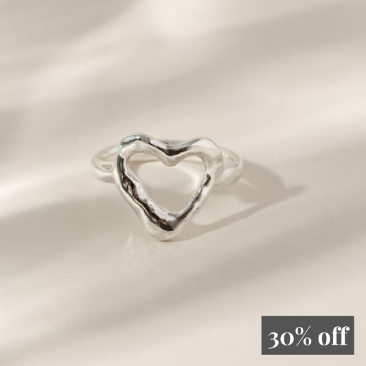 Molten Sterling Silver Heart Ring