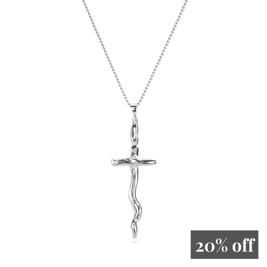 Sterling Silver Cross Necklace - Large