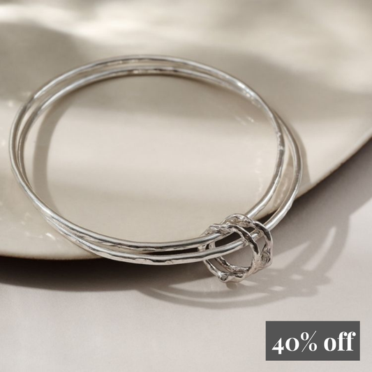 Molten Halo Sterling Silver Charm Bangle