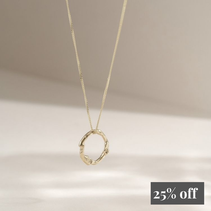9ct Gold Molten Halo Necklace - Small