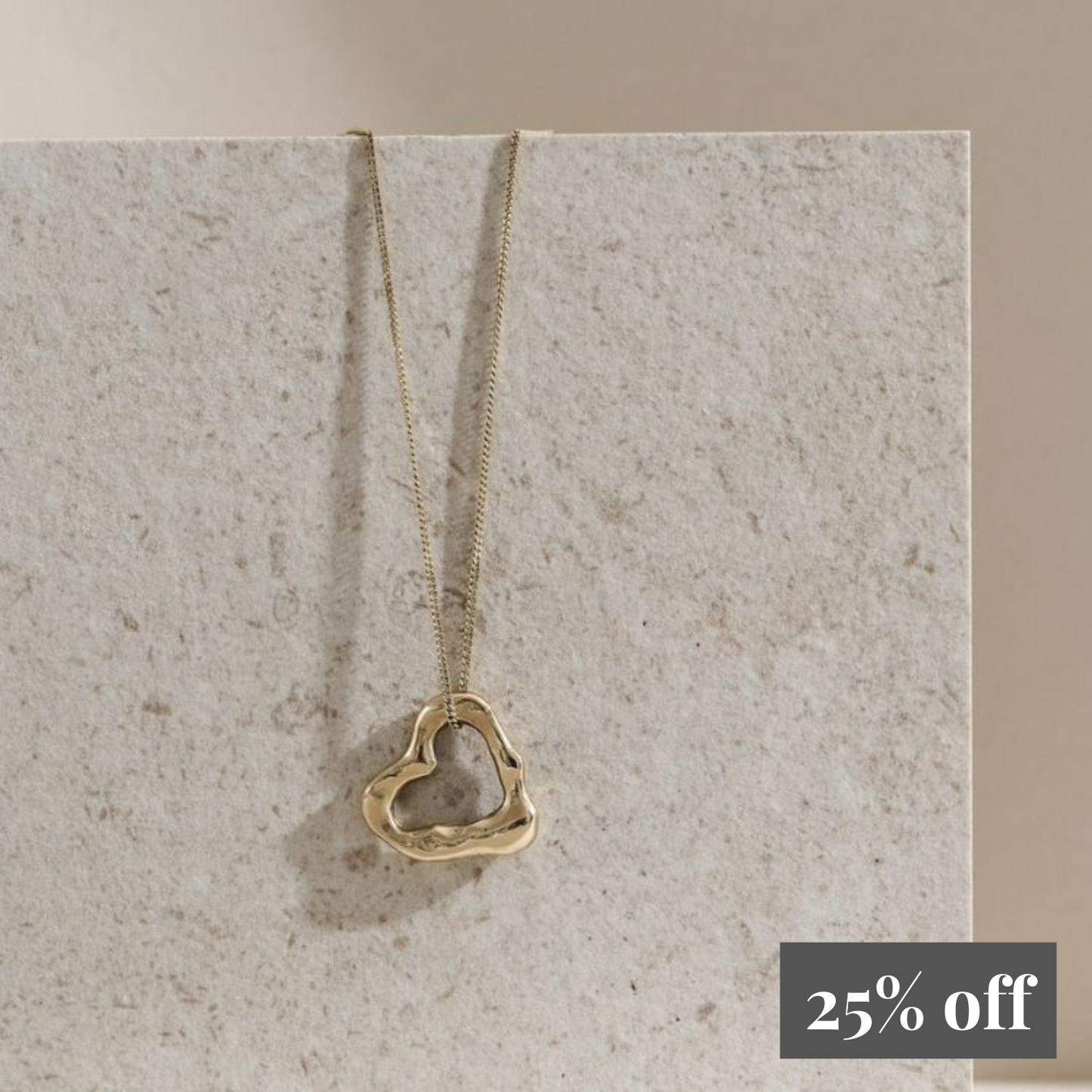 Small Molten 9ct Gold Heart Necklace