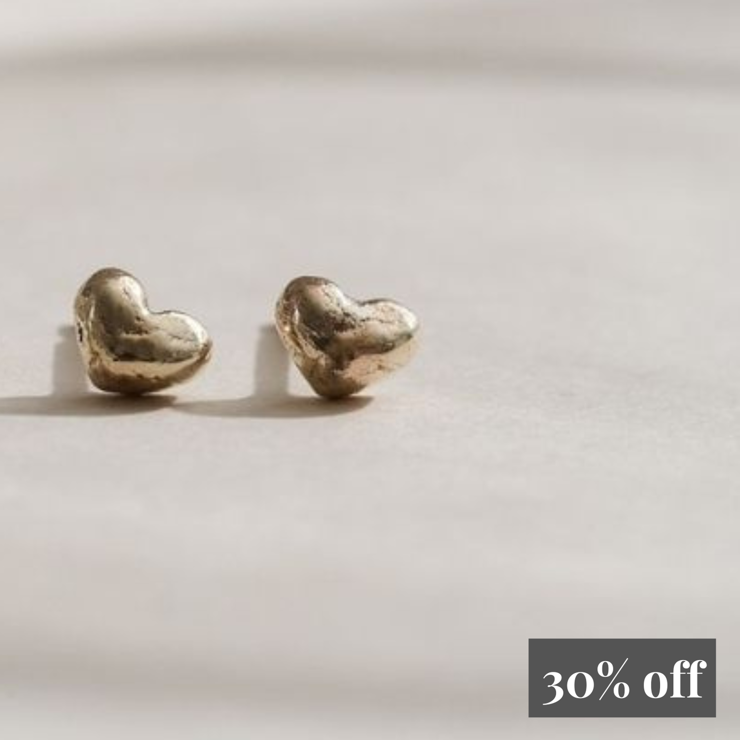 Puffy 9ct Gold Heart Stud Earrings