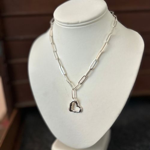 Stunning vintage paperclip chain with integrated Lulu and Boo heart charm.
