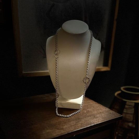 Stunning 37" vintage silver necklace with integrated Lulu and Boo 9ct gold and silver Halo's