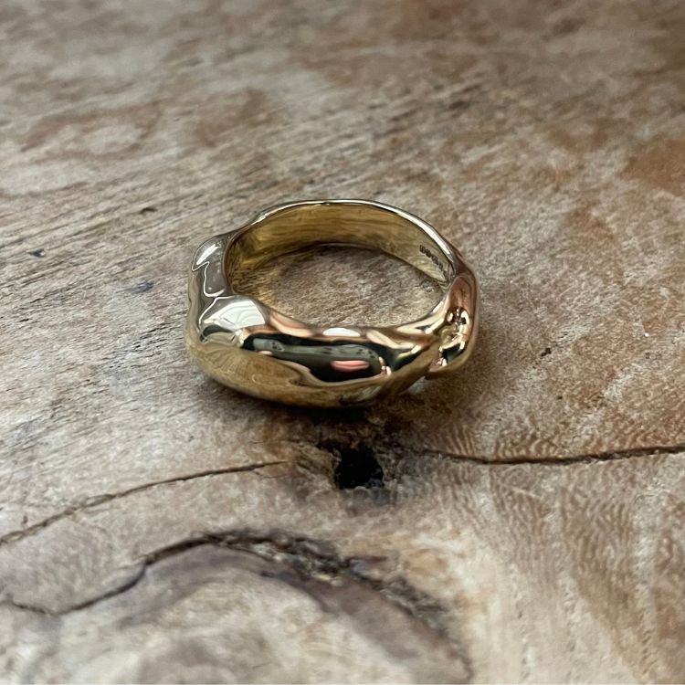 A Molten 9ct Gold Chunky Ring from Lulu and Boo Jewellery.
