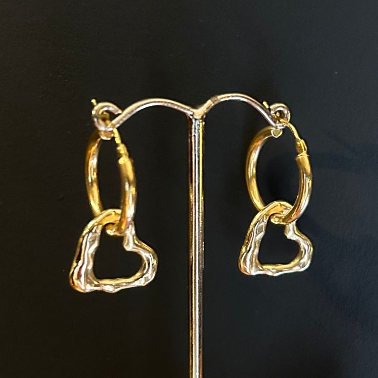 Molten 9ct gold heart drop earrings