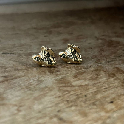 9ct gold Water cast hearts studs