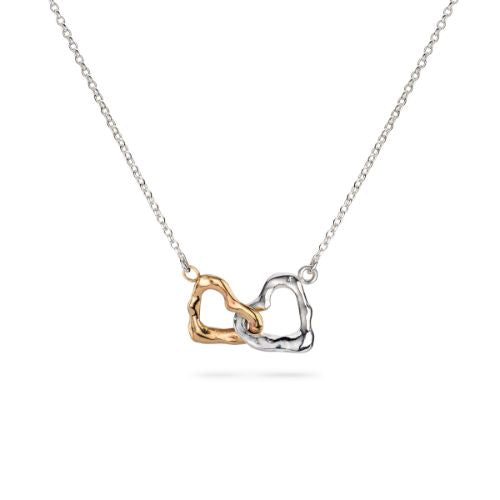 Infinity Molten Heart Necklace – Silver & 9ct Gold Interlocking Lulu and Boo molten hearts