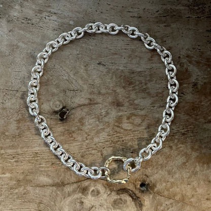 Molten halo chunky choker in silver and gold