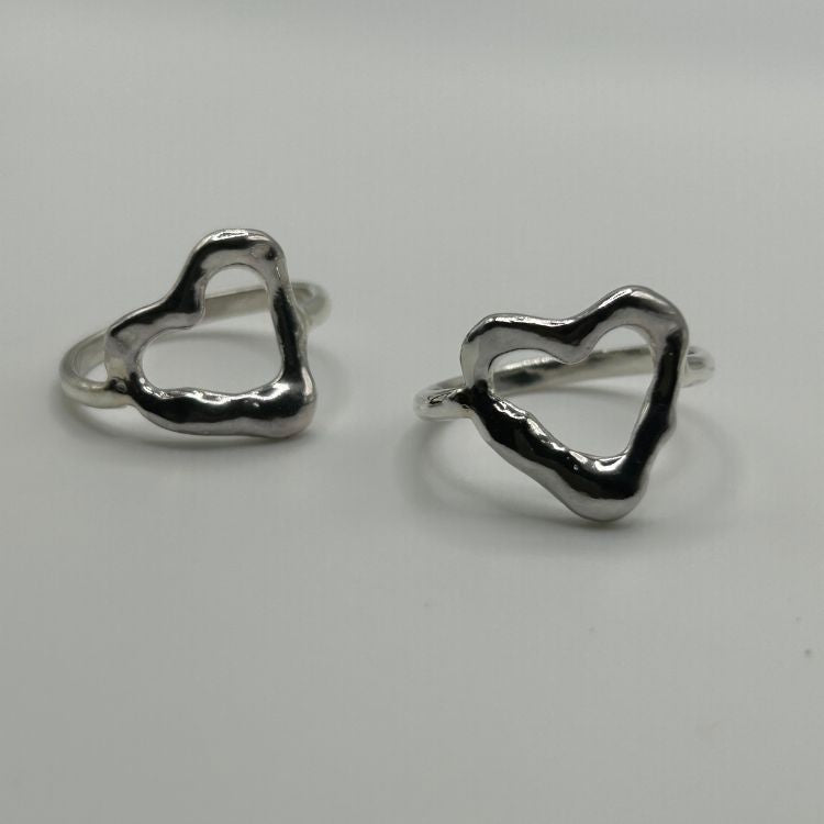 Silver heart rings from Lulu and Boo Jewellery.