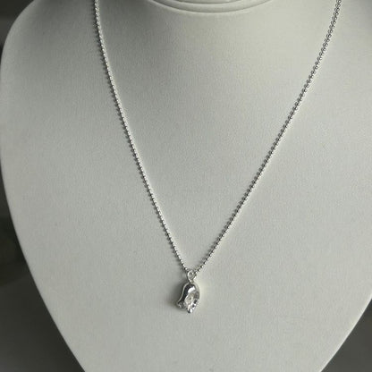 Tiny Water cast silver necklace