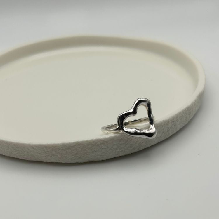 Molten Sterling Silver Heart Ring