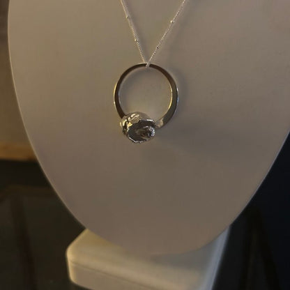 Water cast silver pendant on beautiful 24" satellite chain.