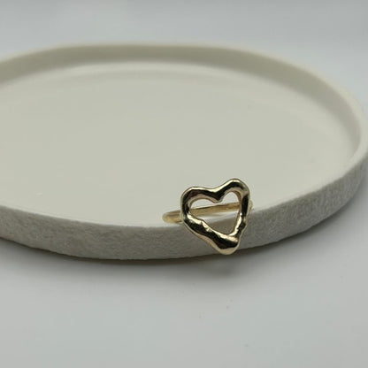 Molten 9ct Gold Heart Ring