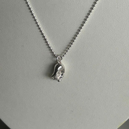 Tiny Water cast silver necklace