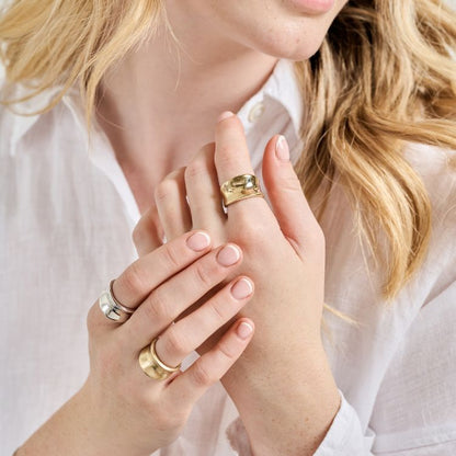 A Molten 9ct Gold Chunky Ring from Lulu and Boo Jewellery.
