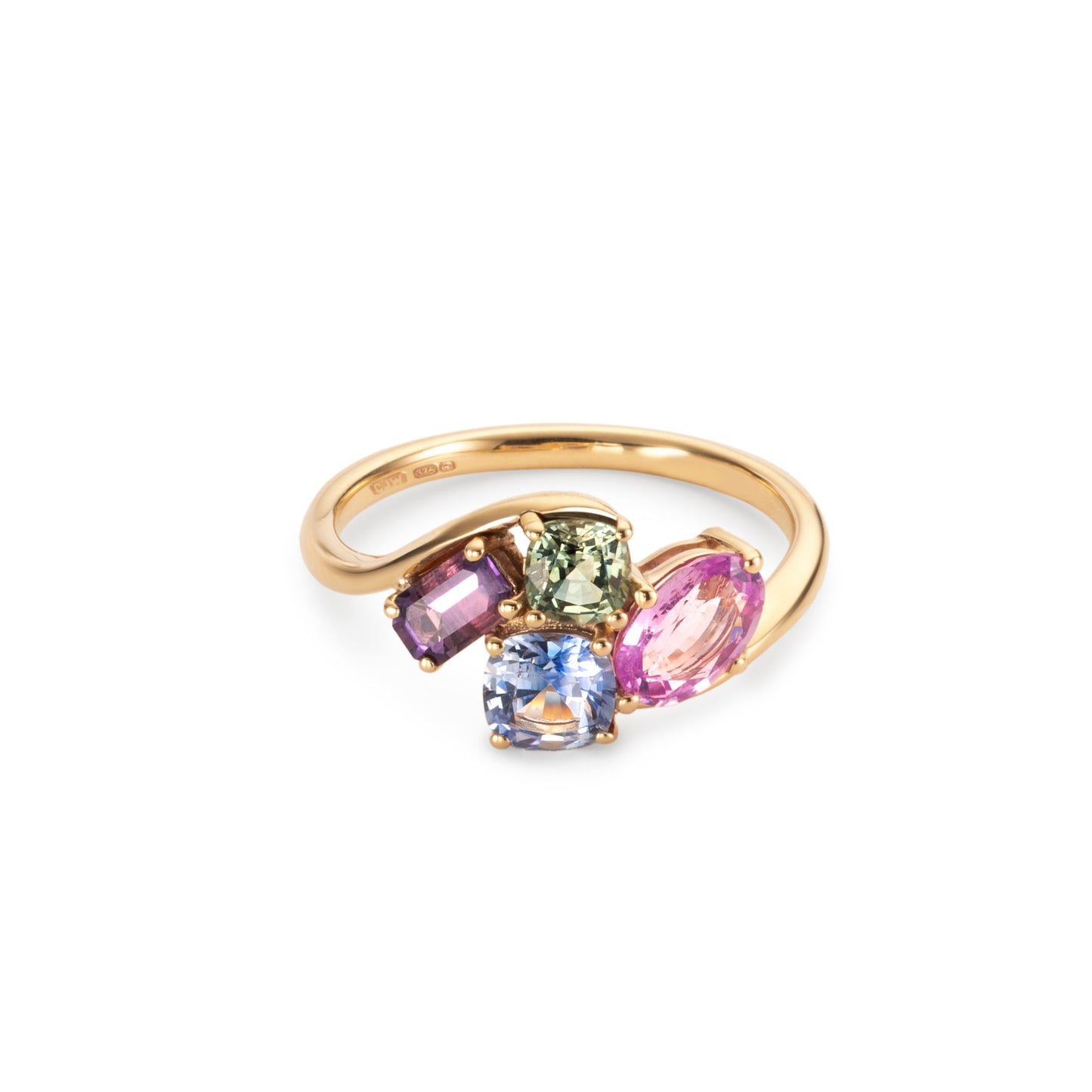 Harlequin Sapphire Cluster 18ct Gold Ring
