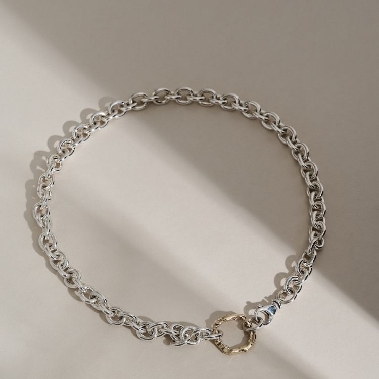 Molten halo chunky choker in silver and gold