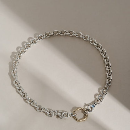 Molten halo chunky choker in silver and gold