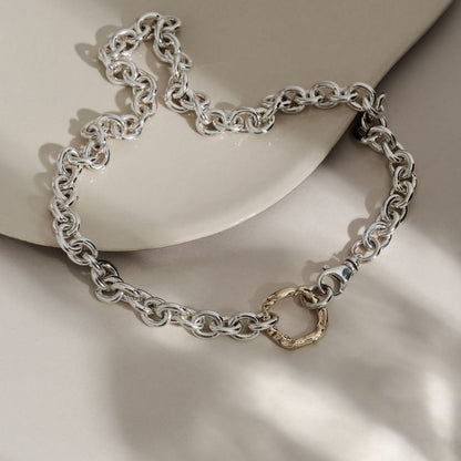 Molten halo chunky choker in silver and gold