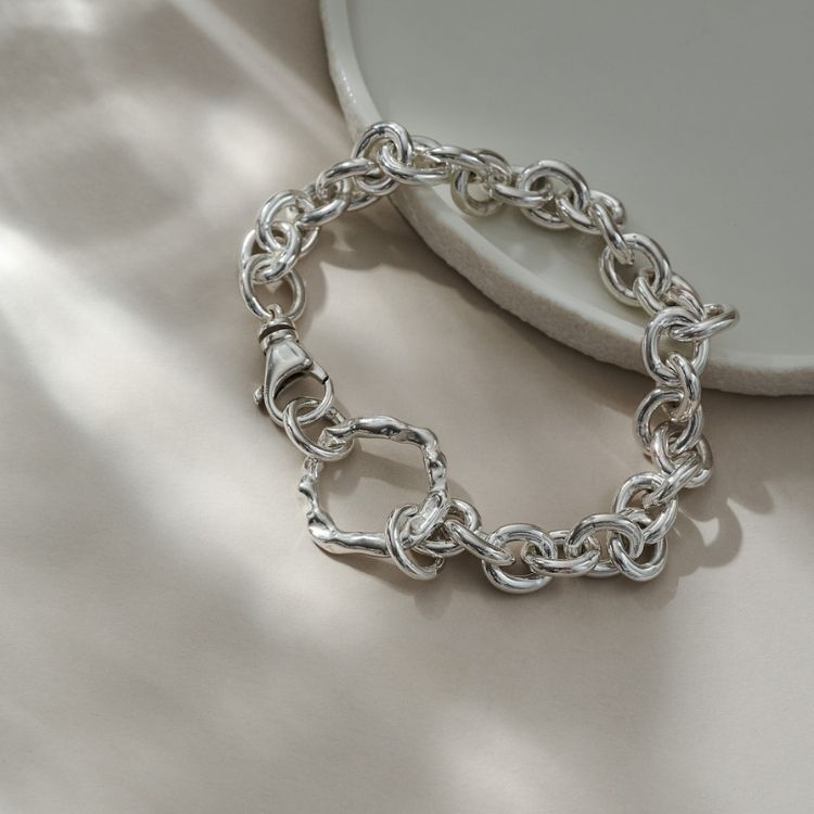 A Molten Halo Chunky Silver Bracelet  from Lulu and Boo Jewellery.