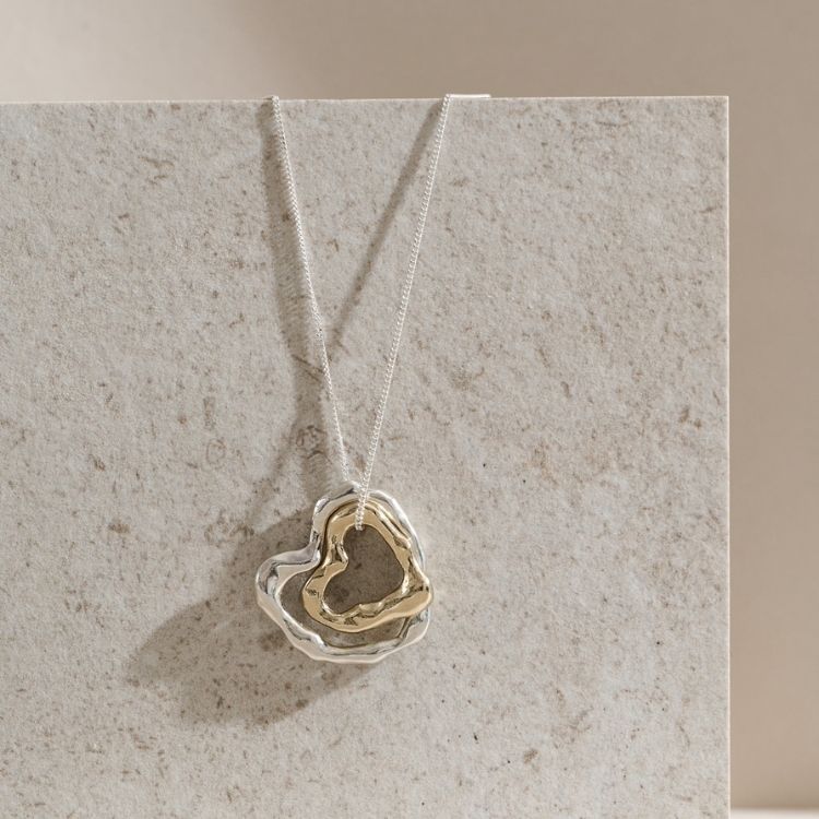 A Sterling Silver Molten Large Heart Necklace from Lulu and Boo Jewellery.