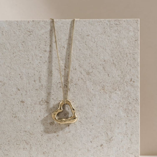9ct Gold Molten Heart Necklace - small