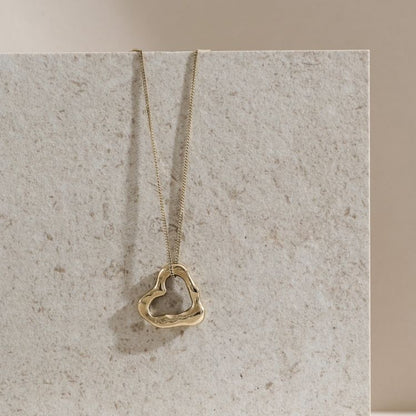 Small 18ct Gold Molten Heart Necklace
