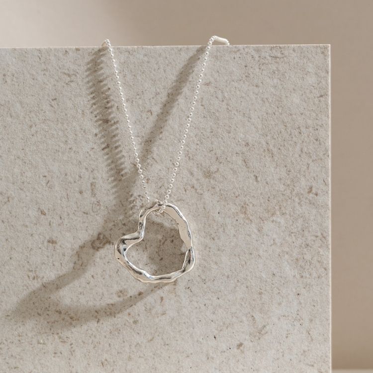 A Sterling Silver Molten Large Heart Necklace from Lulu and Boo Jewellery.