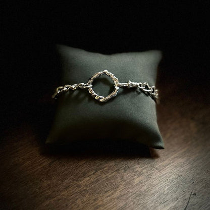 Silver vintage bangle with Lulu and Boo medium molten silver halo
