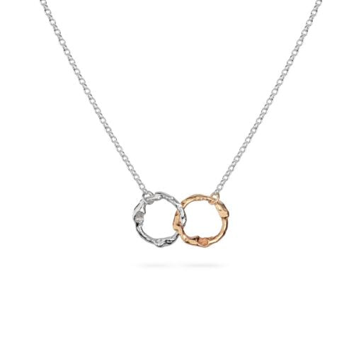 Infinity Halo Interlocking Necklace 9ct Gold + Sterling Silver from Lulu and Boo.