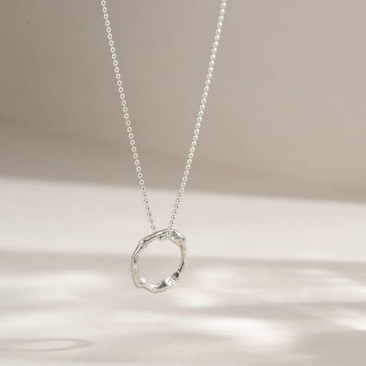 Small Silver Molten Halo Necklace