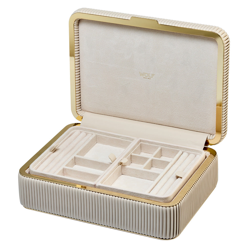Wolf Bella Luxury Jewellery Box in Bone for sale at Lulu and Boo Jewellery.