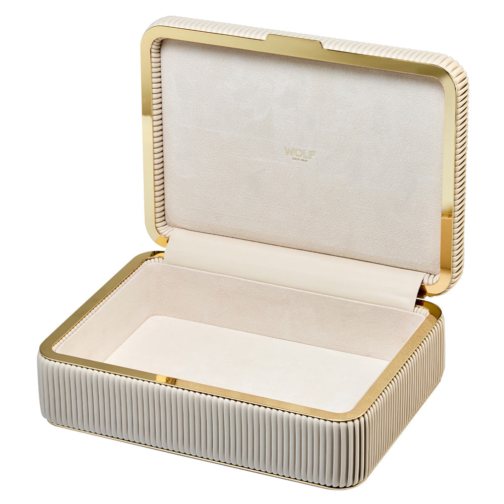 Wolf Bella Luxury Jewellery Box in Bone for sale at Lulu and Boo Jewellery.